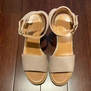 JCrew tan wedges